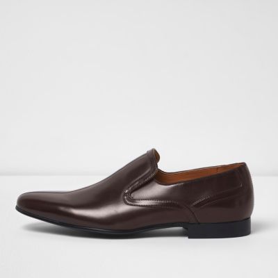 Dark brown smart slip on shoes